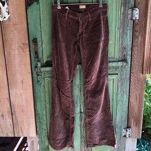 Mother Brown Suede Flare Jeans